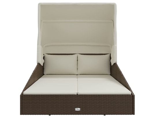 VIDAXL - Transat avec toit pliable marron 200x114x128 cm résine tress...