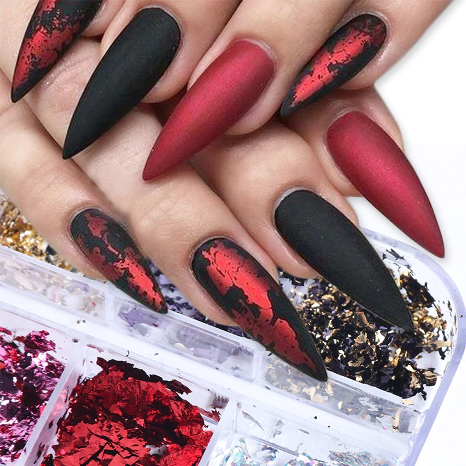 (12-tlg. Set) Nail Art Gel Nägel UV Glitzer Pulver für die Maniküre - Style 2