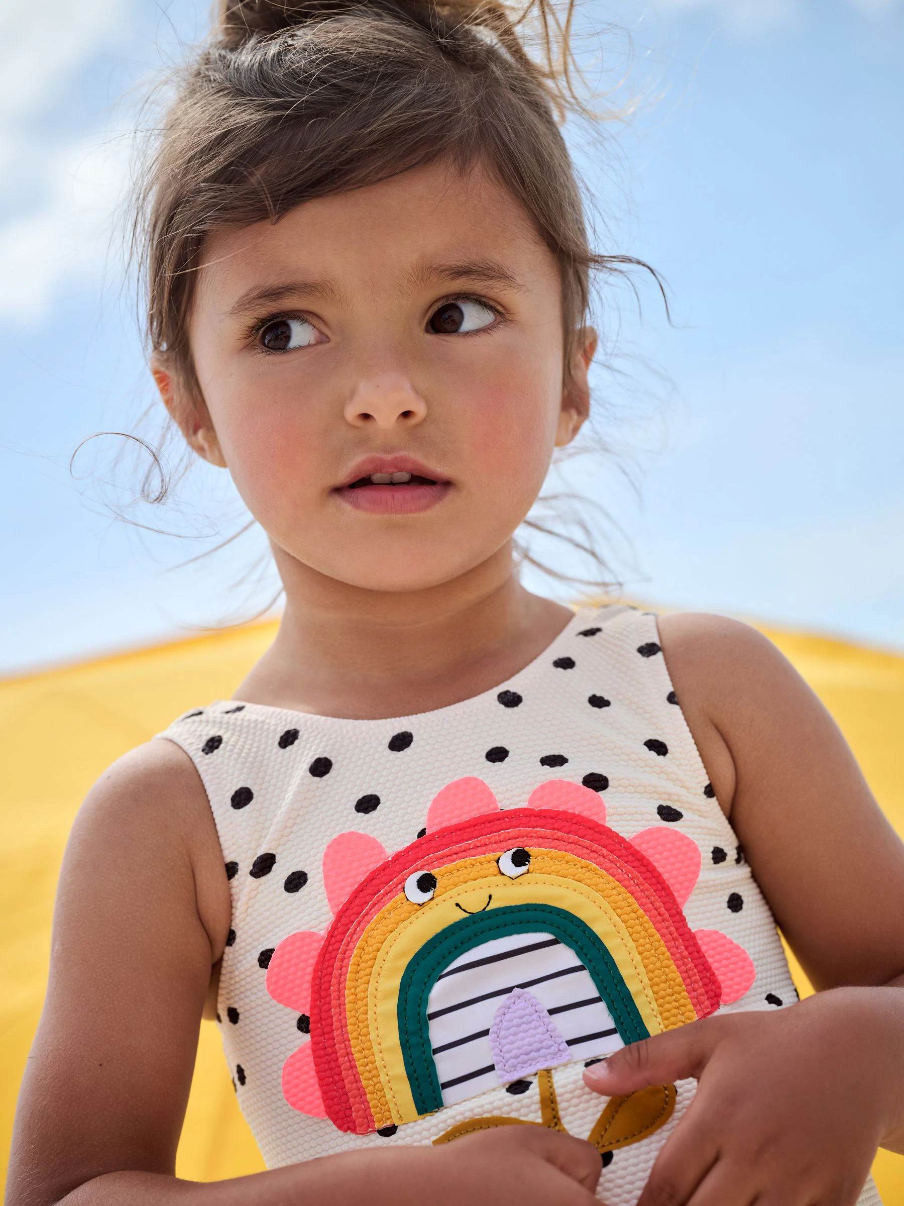 Ecru gestippelde regenboog - Badpak (3 mnd-10 jr)