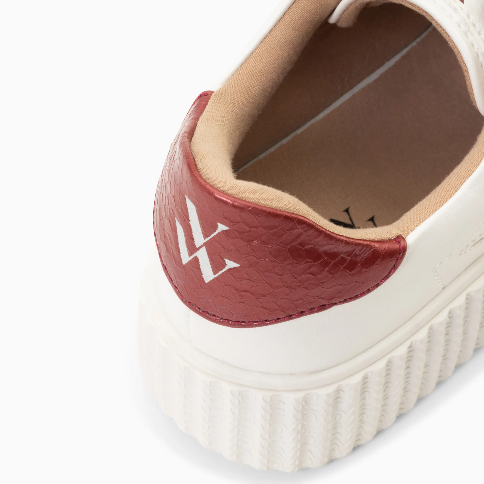 Sneakers-Baskets éclair Eva blanc et bordeaux serpent à scratchs