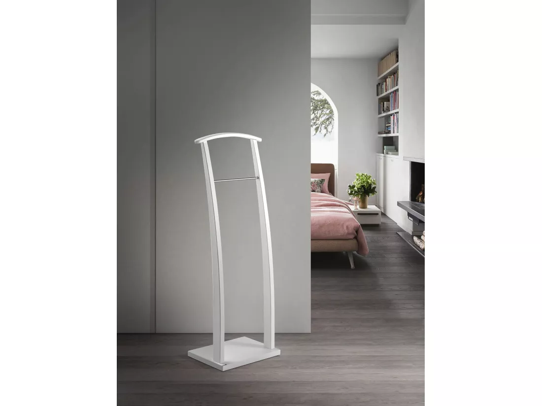 Valet de nuit - H117cm x L40cm x P28cm - hêtre massif blanc - Curves