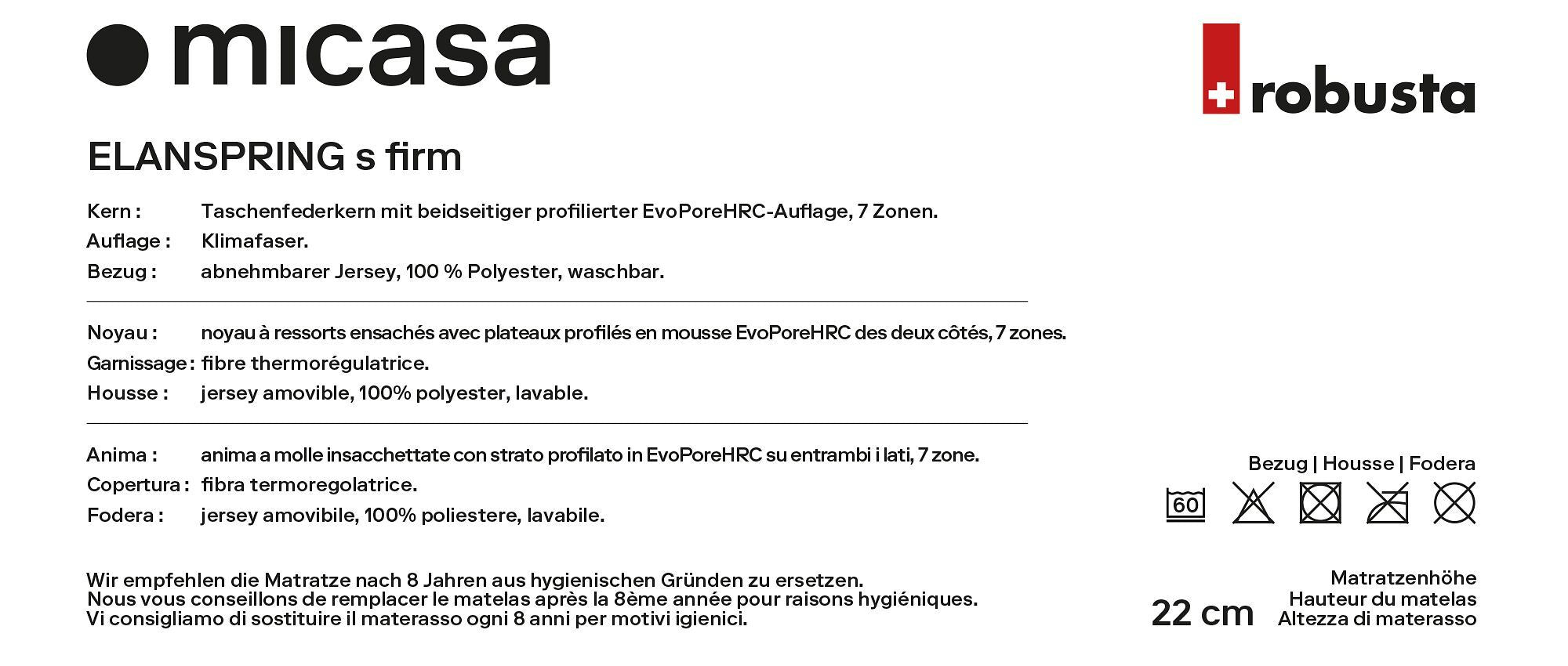robusta ELANSPRING S firm Matratze - 190.0 cm x 140.0 cm