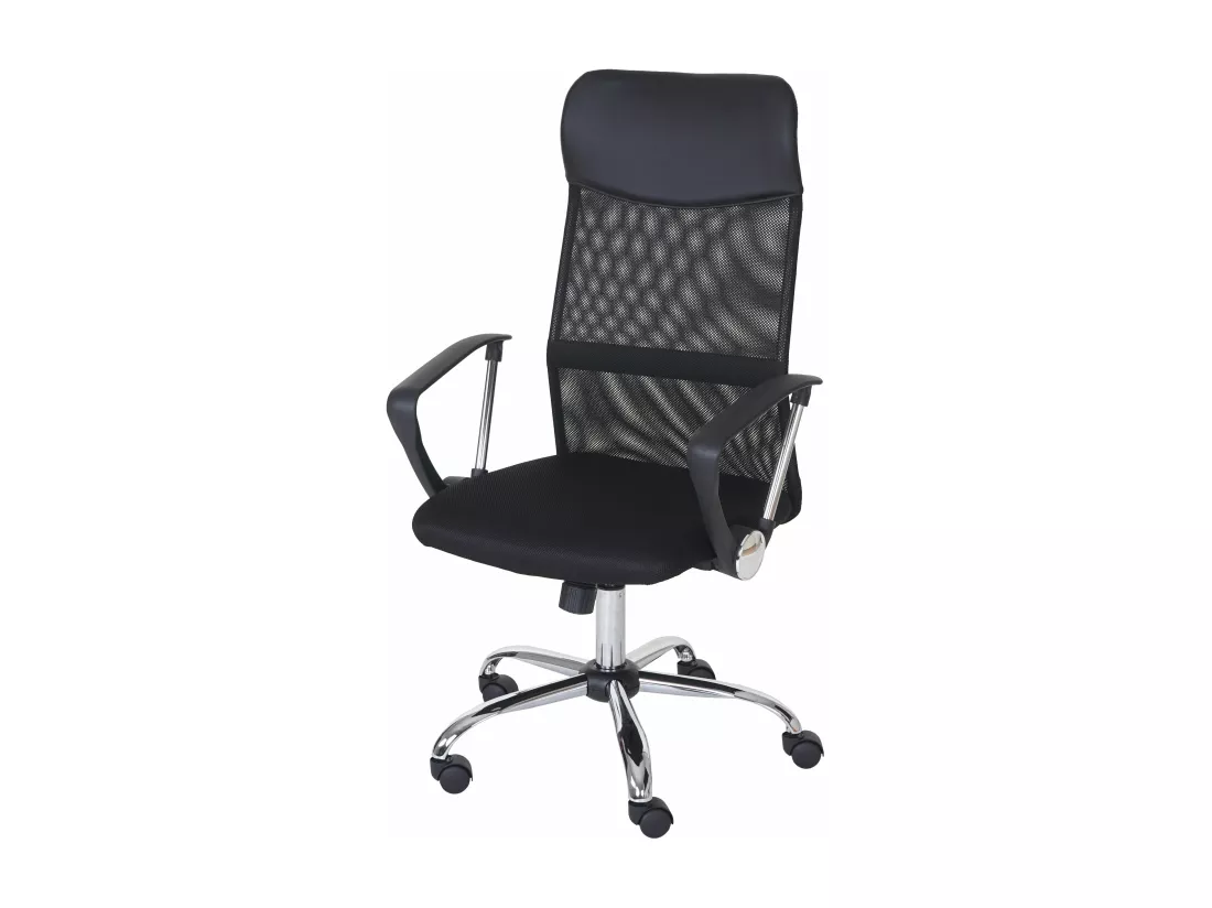 Chaise de bureau Malmö, Fauteuil/siège de bureau Oslo, ergonomique, simili-cuir/filet, noir