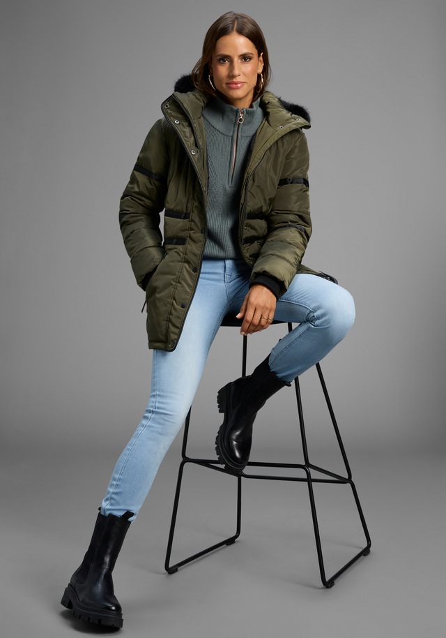 Laura Scott Winterjacke mit Kapuze mit abnehmbarer Kapuze und Fellimitat