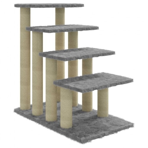 Arranhador para gatos de quatro níveis vidaXL cinza claro