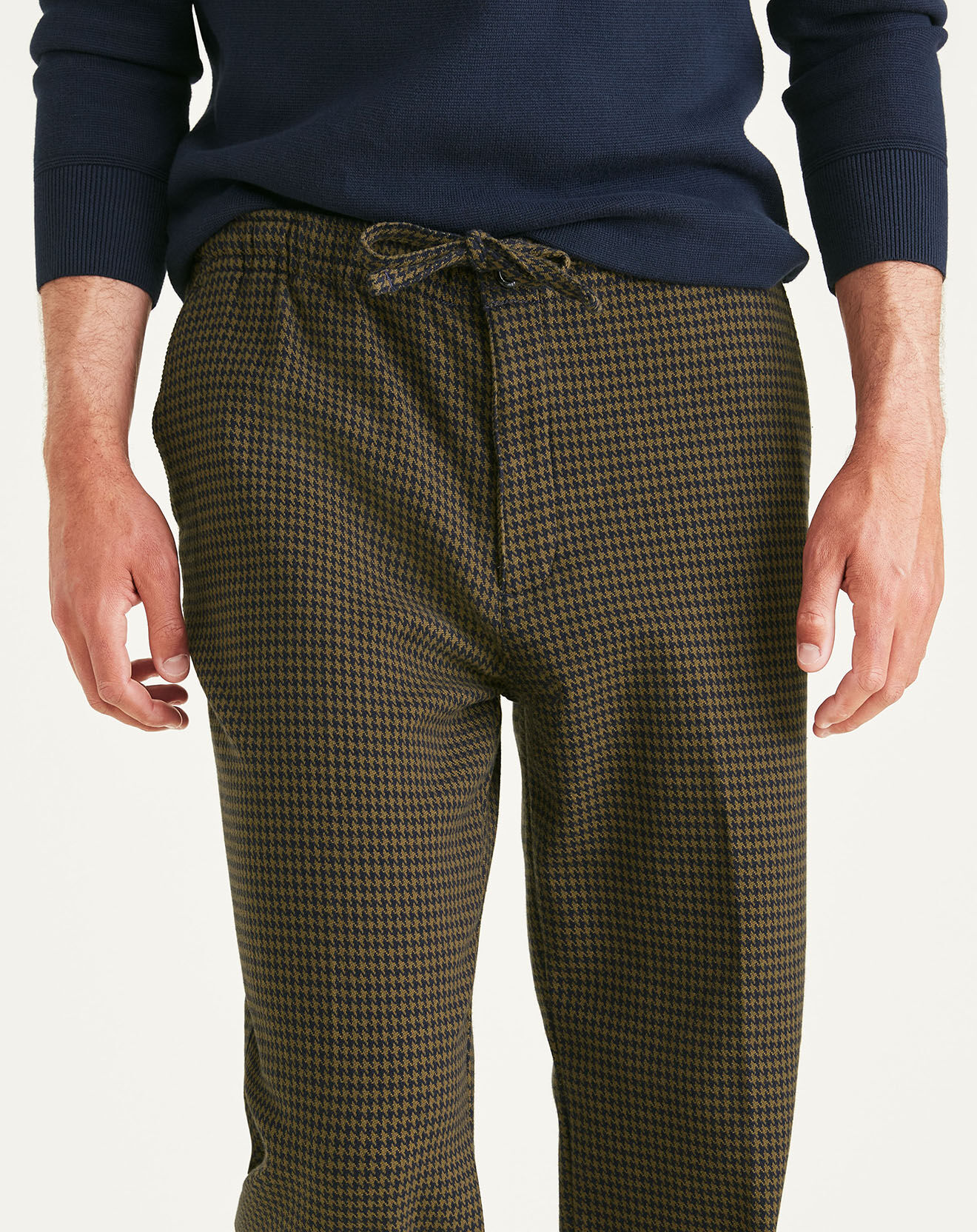 Dockers Pantalon en Coton Bio Pull On imprimé pied-de-poule marron/bleu