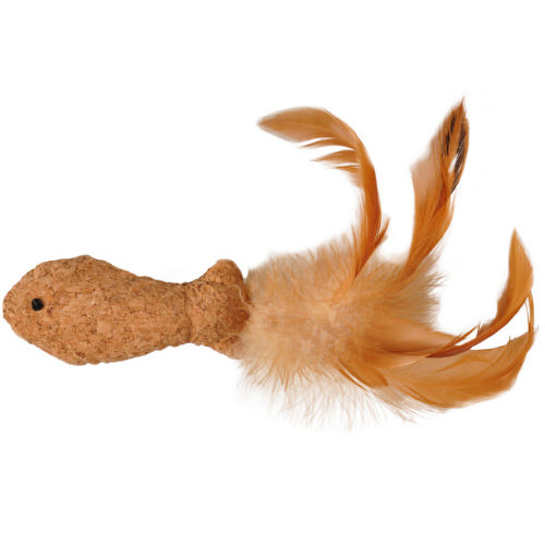 Brinquedo de peixe de rolha em formato de flamingo para gatos