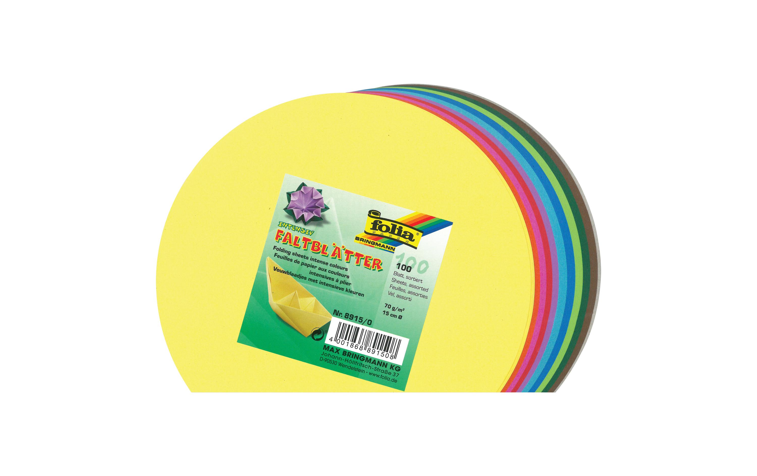 Faltblätter Origami Ø 15 cm, 70 g/m², 100 StückRunde Origami-Faltblätter