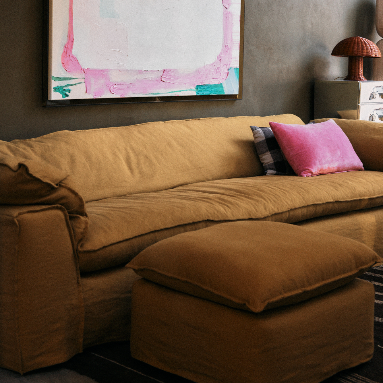 Hocker Nomad linnen burnt ochre