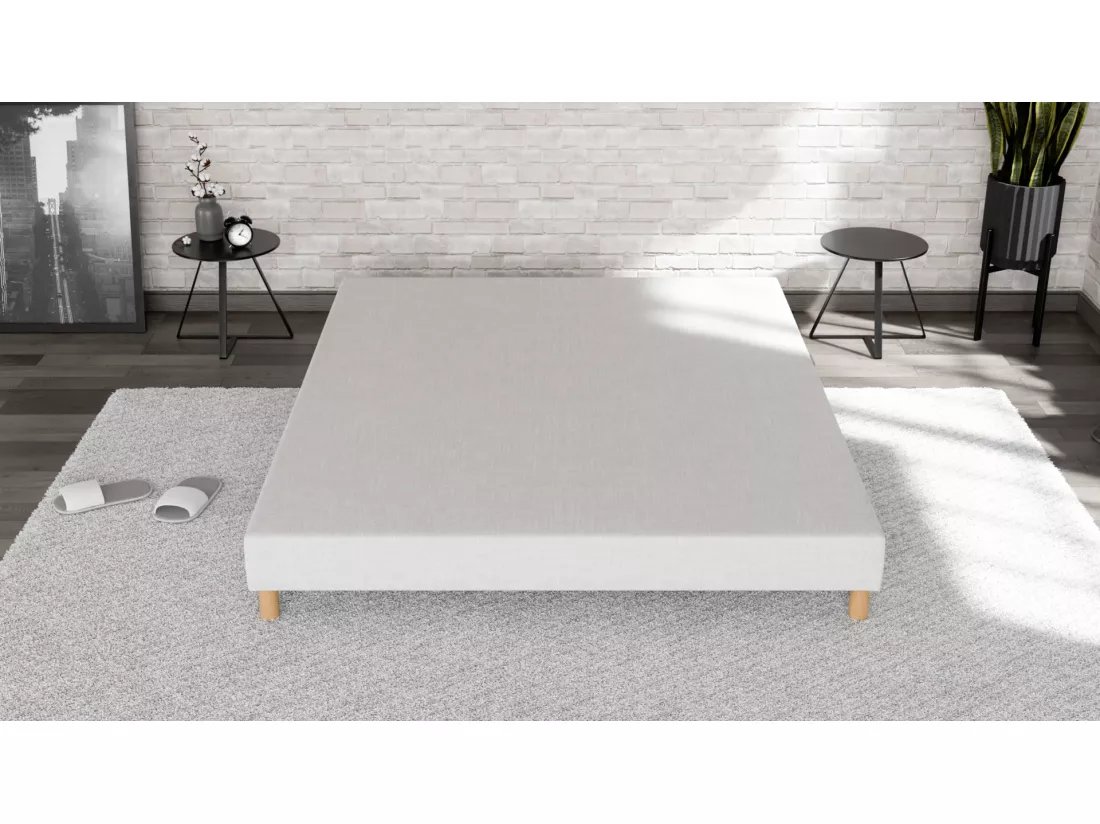 Sommier Tapissier 90x200 - Bois de Pin Renforcé - Hêtre Massif - Blanc - Solide de Qualité - Anti-bruit - Confortable - Résistant - Primo Douce Lune