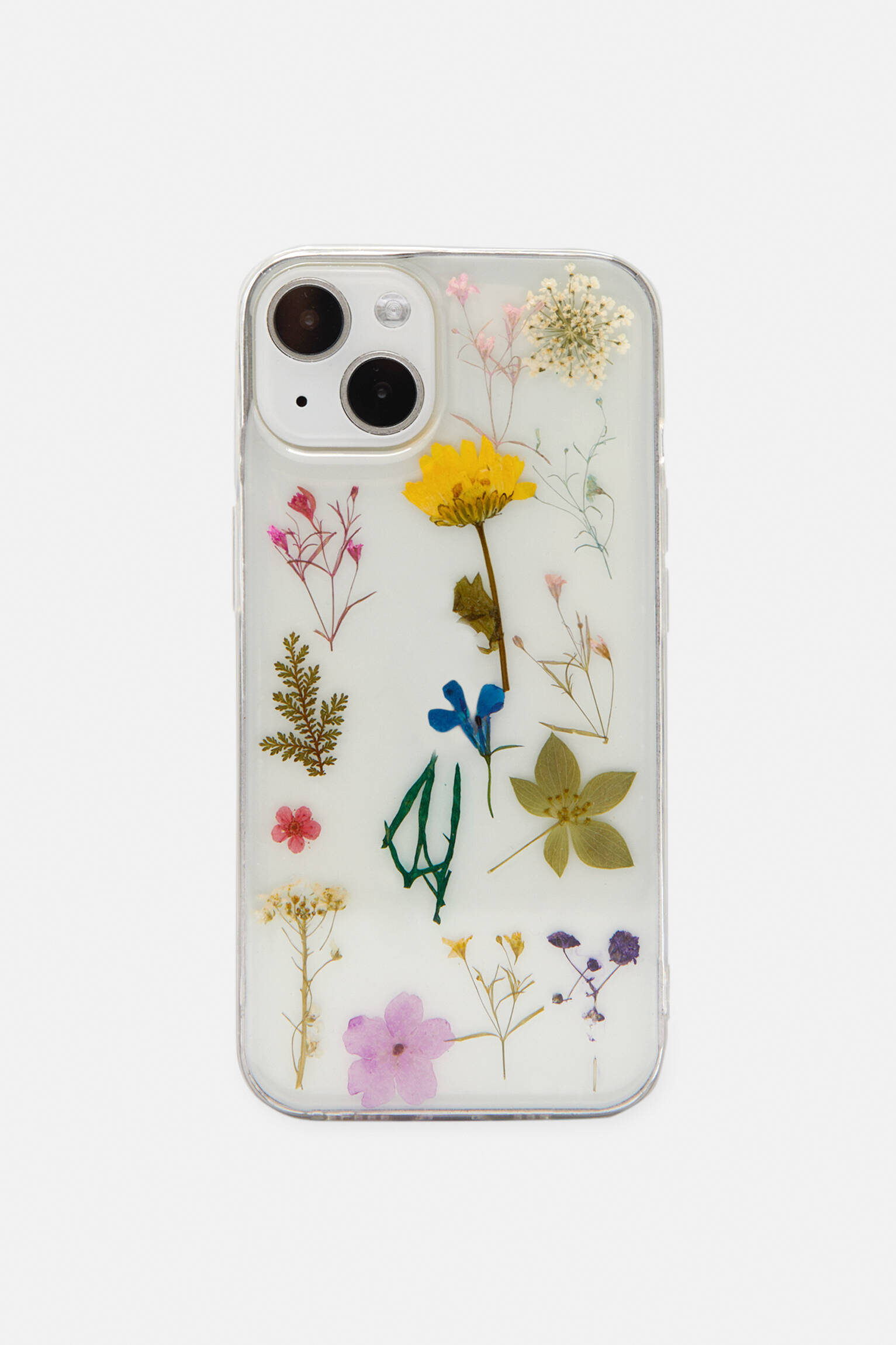 Capa transparente para iPhone com flores secas - Amarela