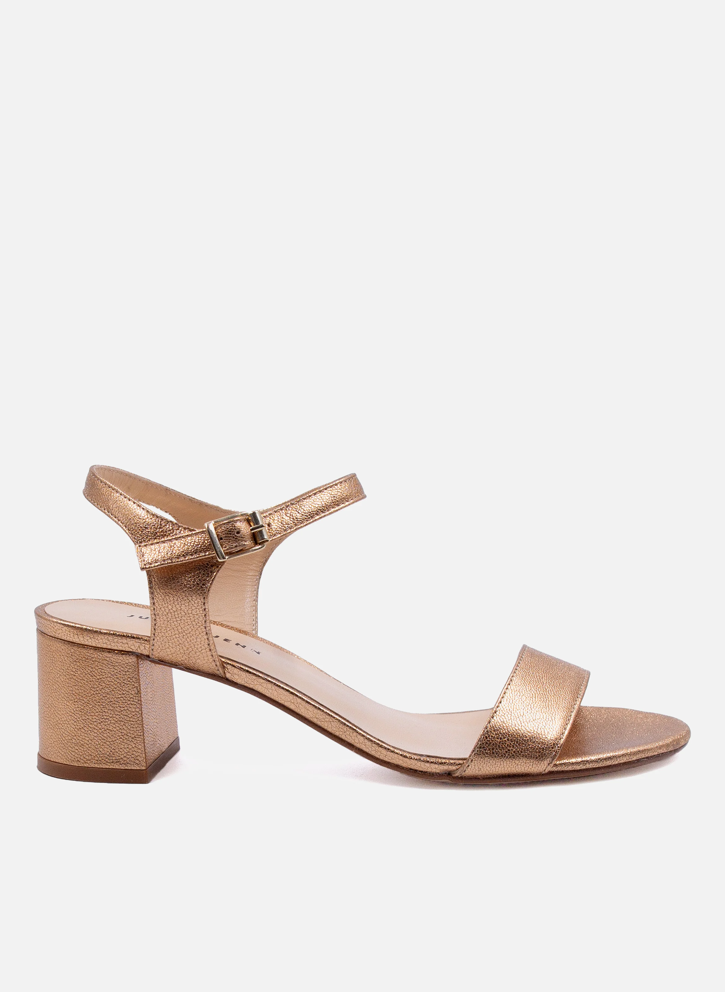 Sandales moyen talon cuir métalisé | Rose