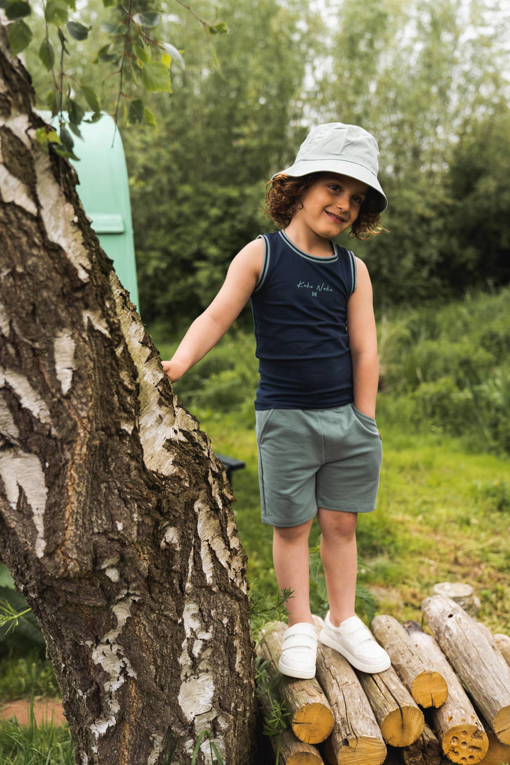 Koko Noko sweatshort - set van 2 - mosgroen/lichtgroen