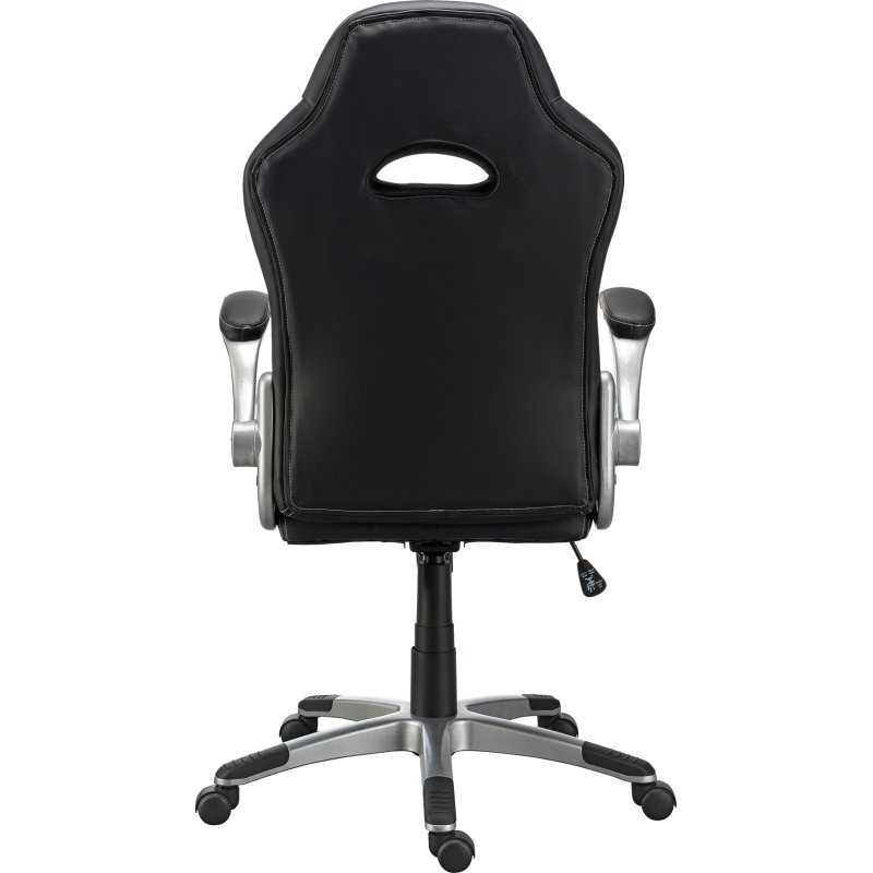 Fauteuil de bureau gamer NIGEL simili cuir - avec accoudoirs, appui-tête et soutien lombaire - Mécanisme Basculant centré - Pieds aluminium