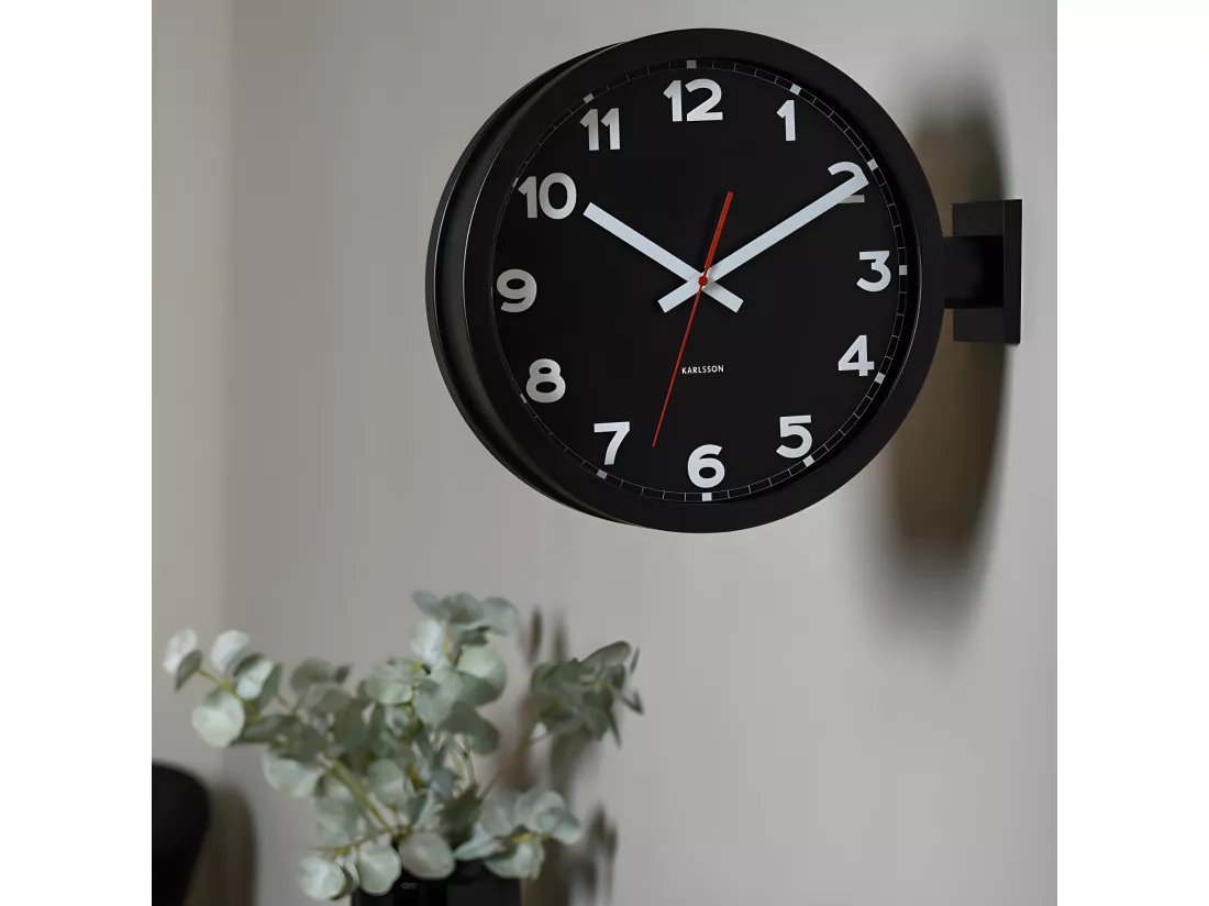 Horloge murale double face H38cm Noir Present Time