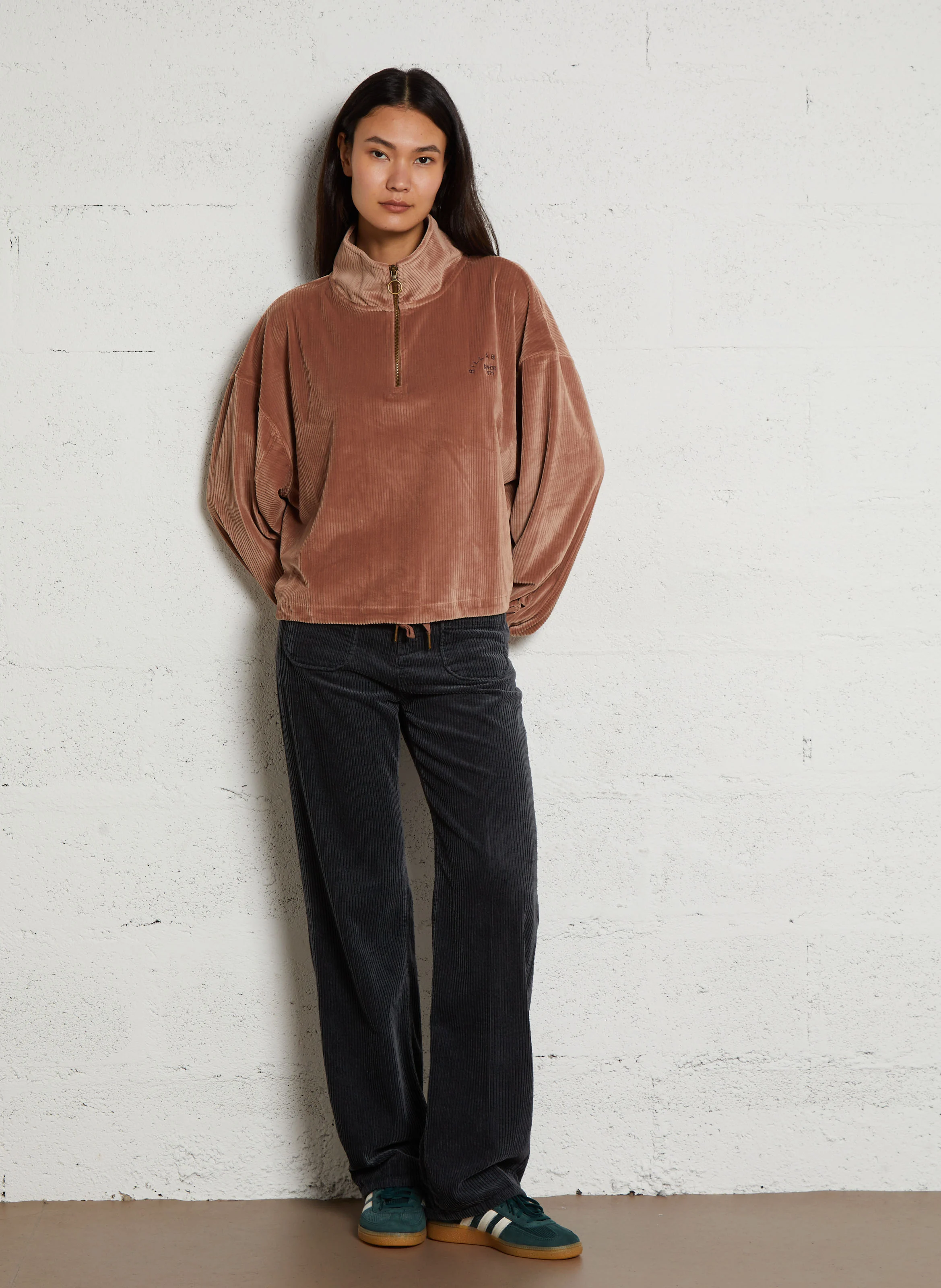 COFFEE TIME - Pull ample col montant | Marron