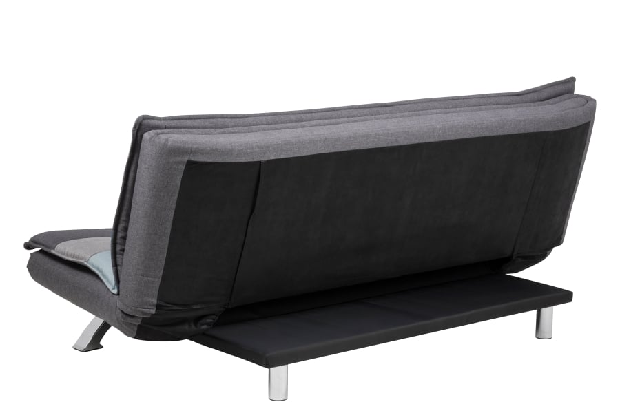 Faith sovesofa Sete og rygg i mønstret tekstil med ramme i Sawana grå og understell i krom.