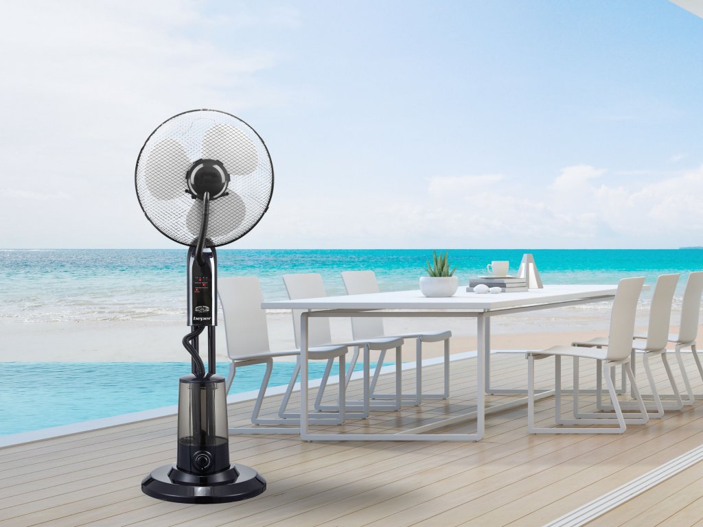 Beper VE.502 leistungsstarker Standventilator mit Vernebler Sprühnebel 42cm Ventilator 75W