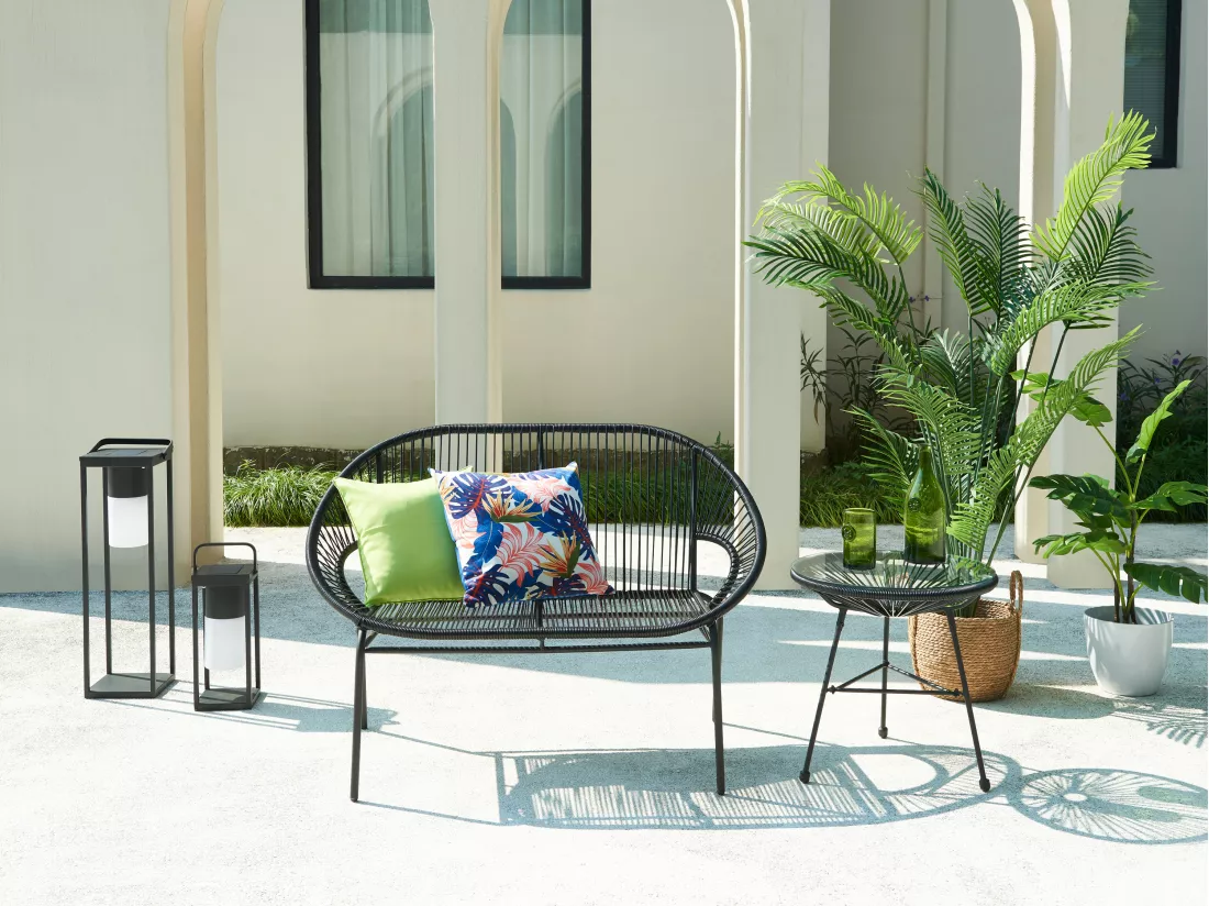 Banc de jardin en fils de résine tressés - Noir - ALIOS III de MYLIA