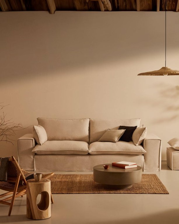 Kave Home Anarela 3-zits bank beige linnen