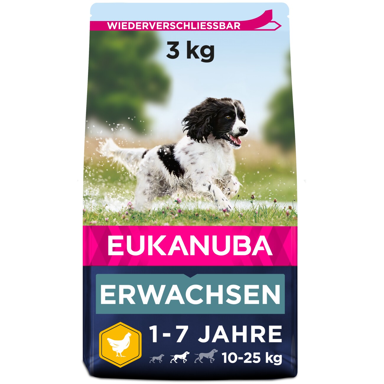 EUKANUBA Trockenfutter Hund Active Medium Breed Adult, mit Huhn 3 kg