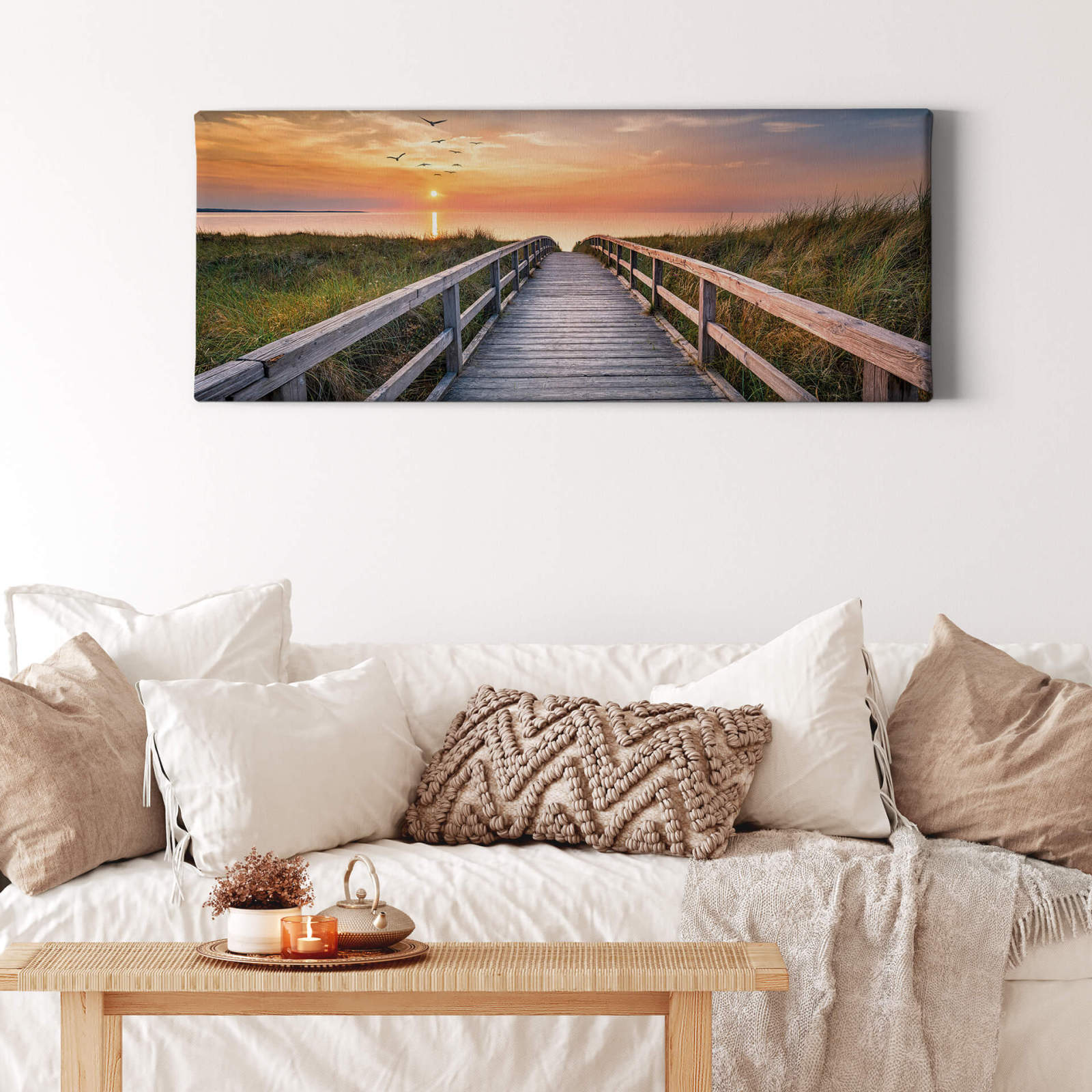 Leinwandbild DÜNE AN DER NORDSEE - grün-orange - 100x40 cm