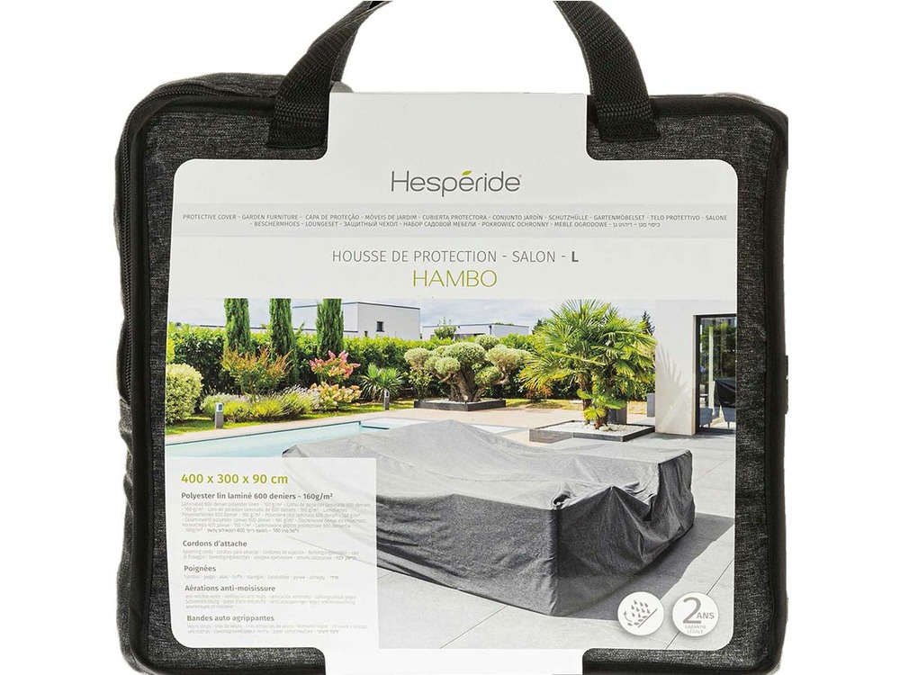 Housse pour salon de jardin hambo l gris - 400 x 300 x 90 cm