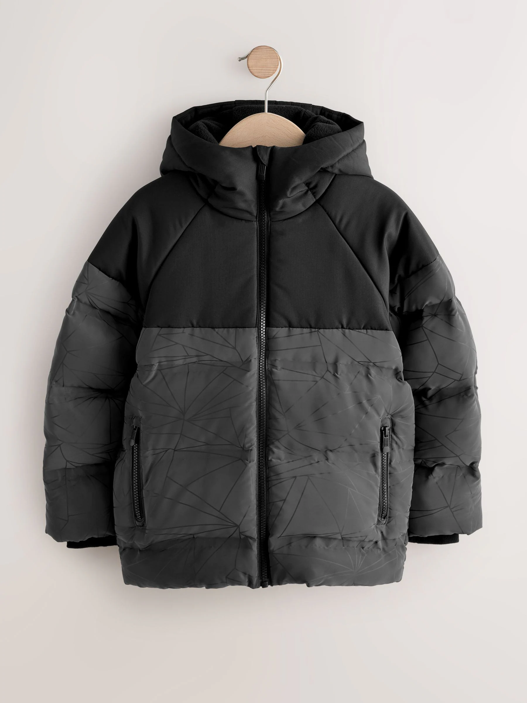 Zwart - Reflecterende, regenbestendige microfleece gevoerde jas (3-16jr)