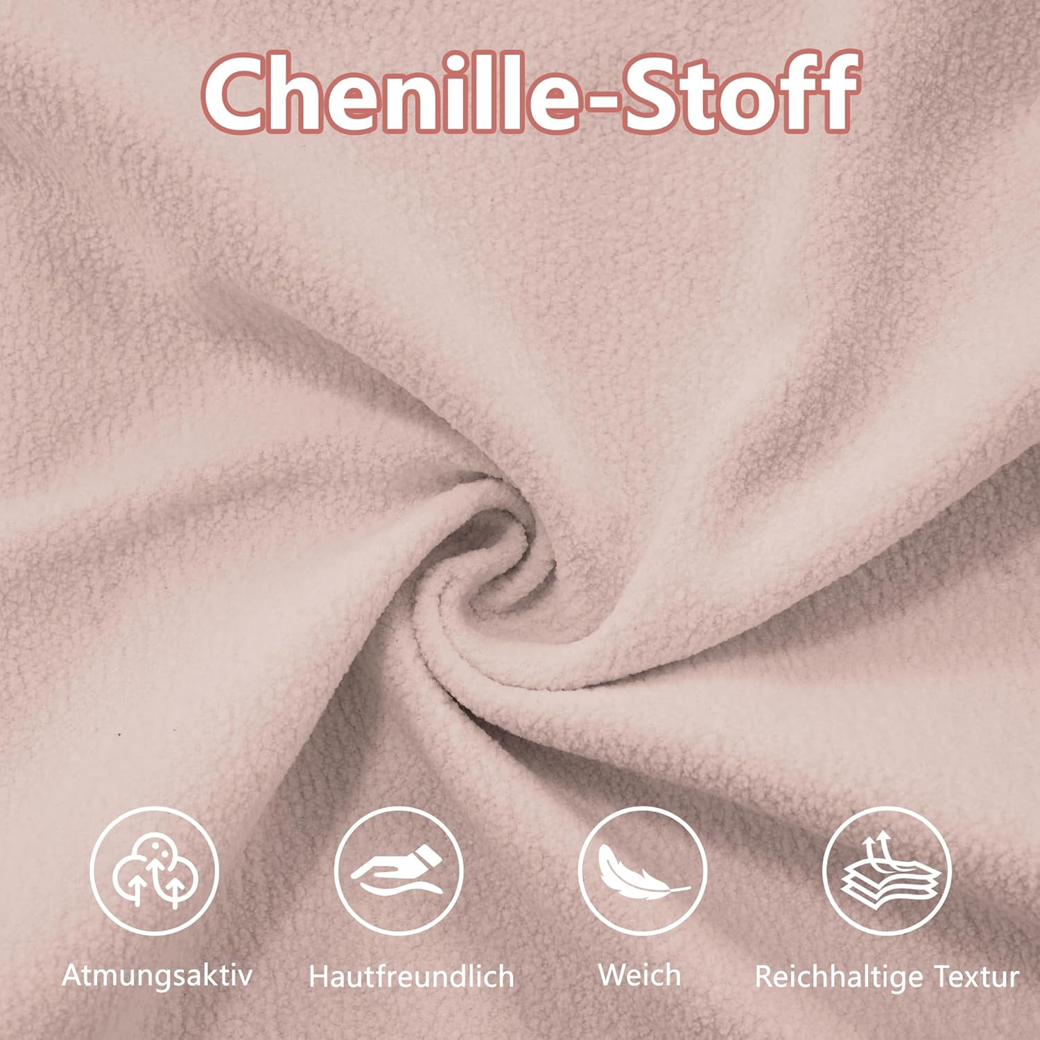 HAUSPROFI Modulares Sofa aus Chenille | Cloud Couch mit Ottomane Lenden- & Dekokissen | Tiefsitz, breite Armlehnen & ohne Montage | für Wohnzimmer, Apartment, Studio, Büro (Rosa,2-Sitzer + 2-Otto)