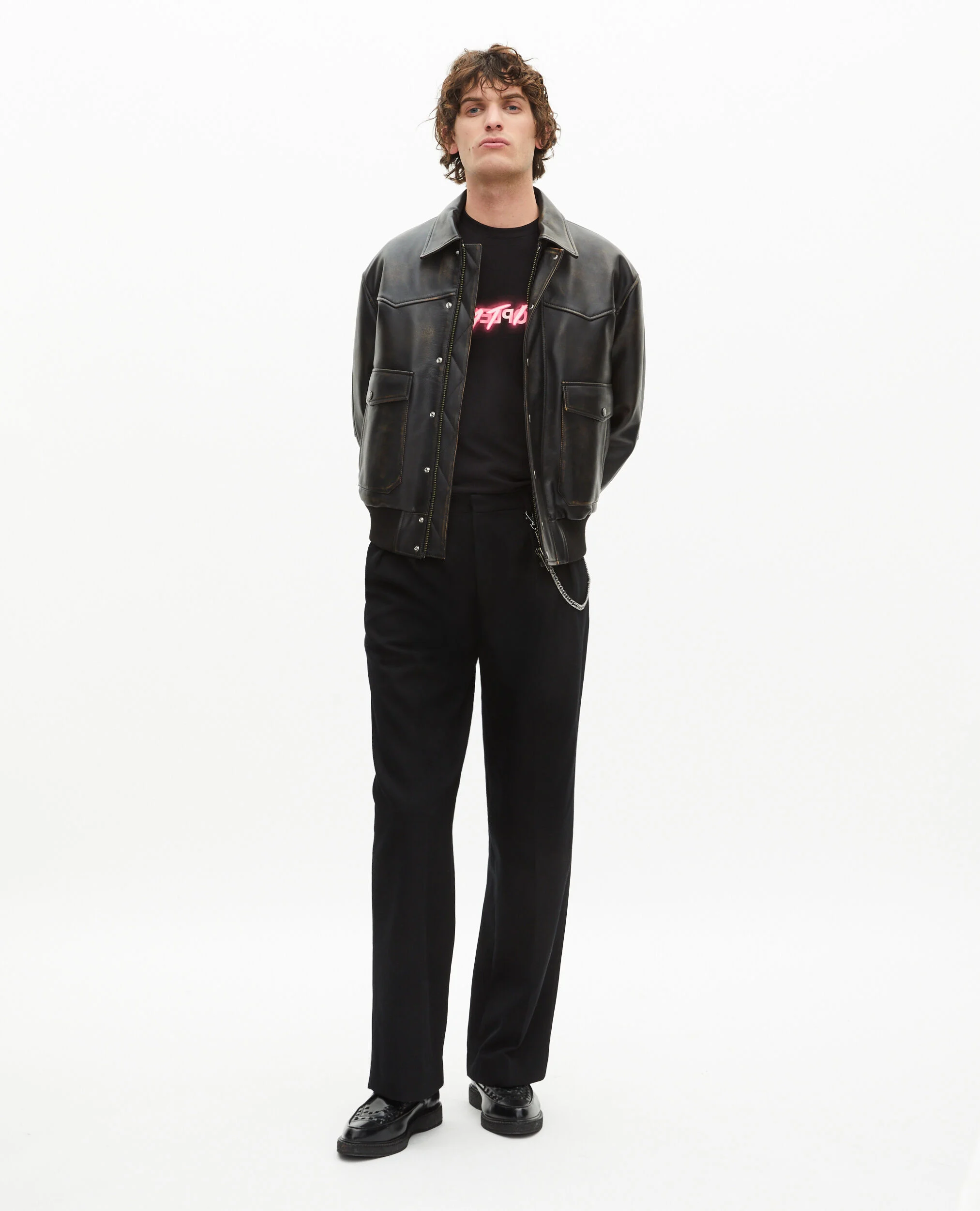 Pantalon en laine coupe large noir
