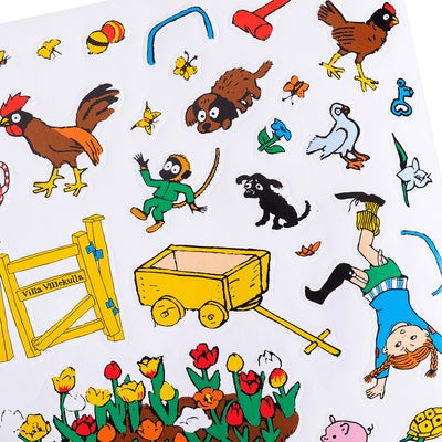 Pippi Langstrømpe Klistremerkebok Gjenbrukbar Kart