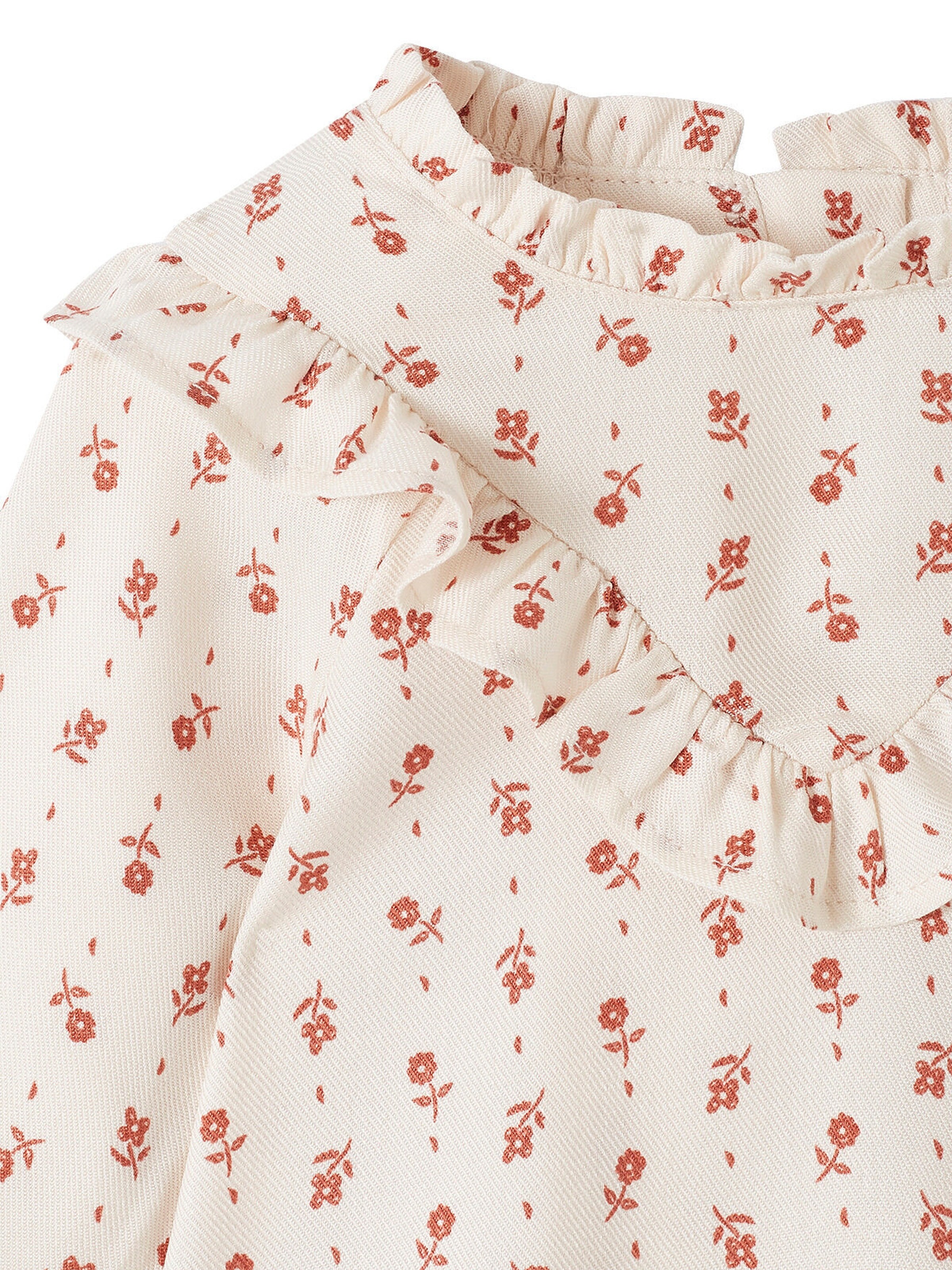 Vertbaudet Mädchen Baby Bluse mit Volant creme geblümt