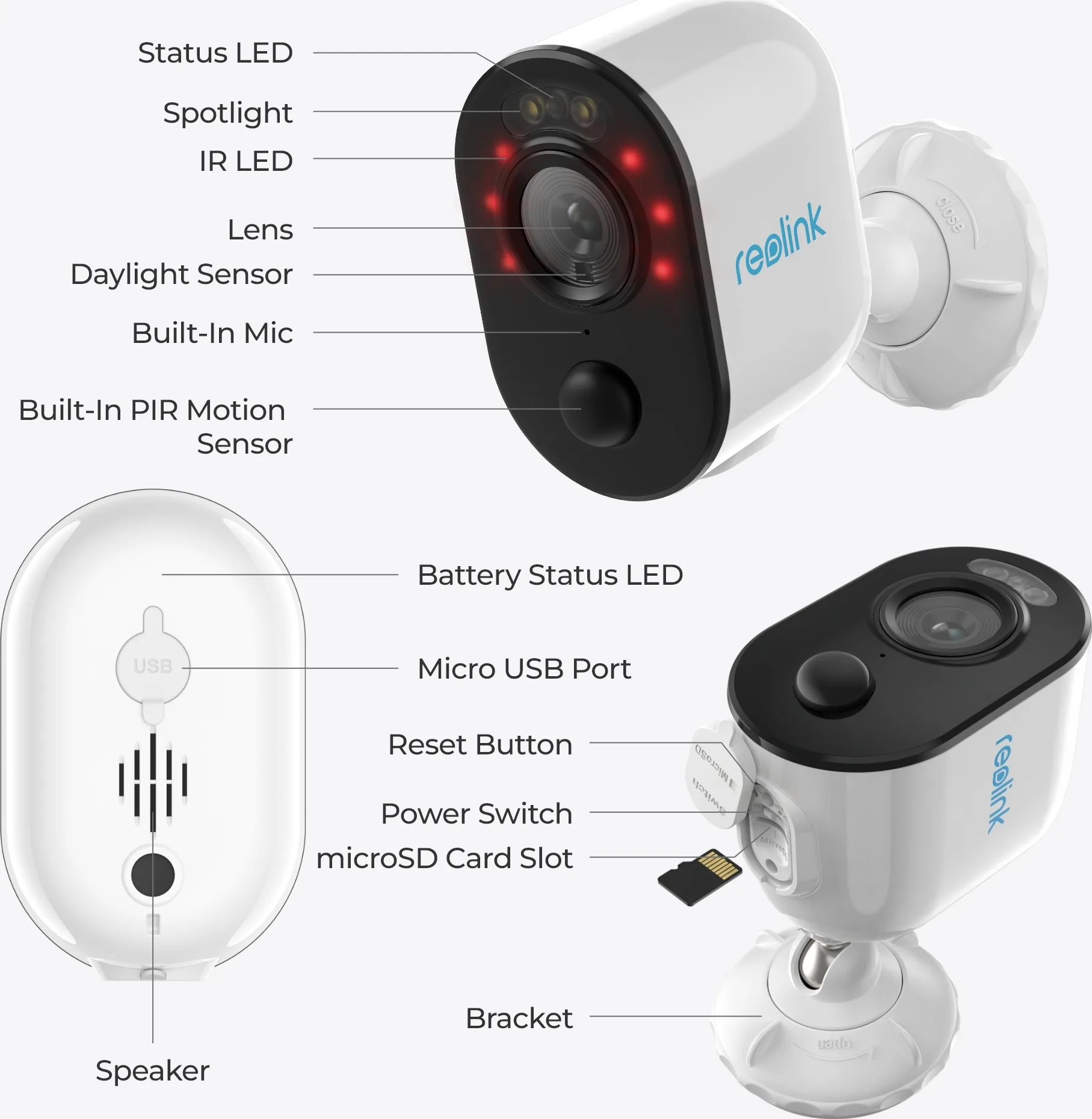 Reolink Argus Series B310 avec panneau solaire Caméra de surveillance