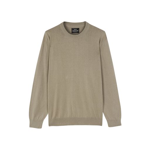 Mads Nørgaard Tight Cotton Karsten Striktrøje, Silver Sage, L