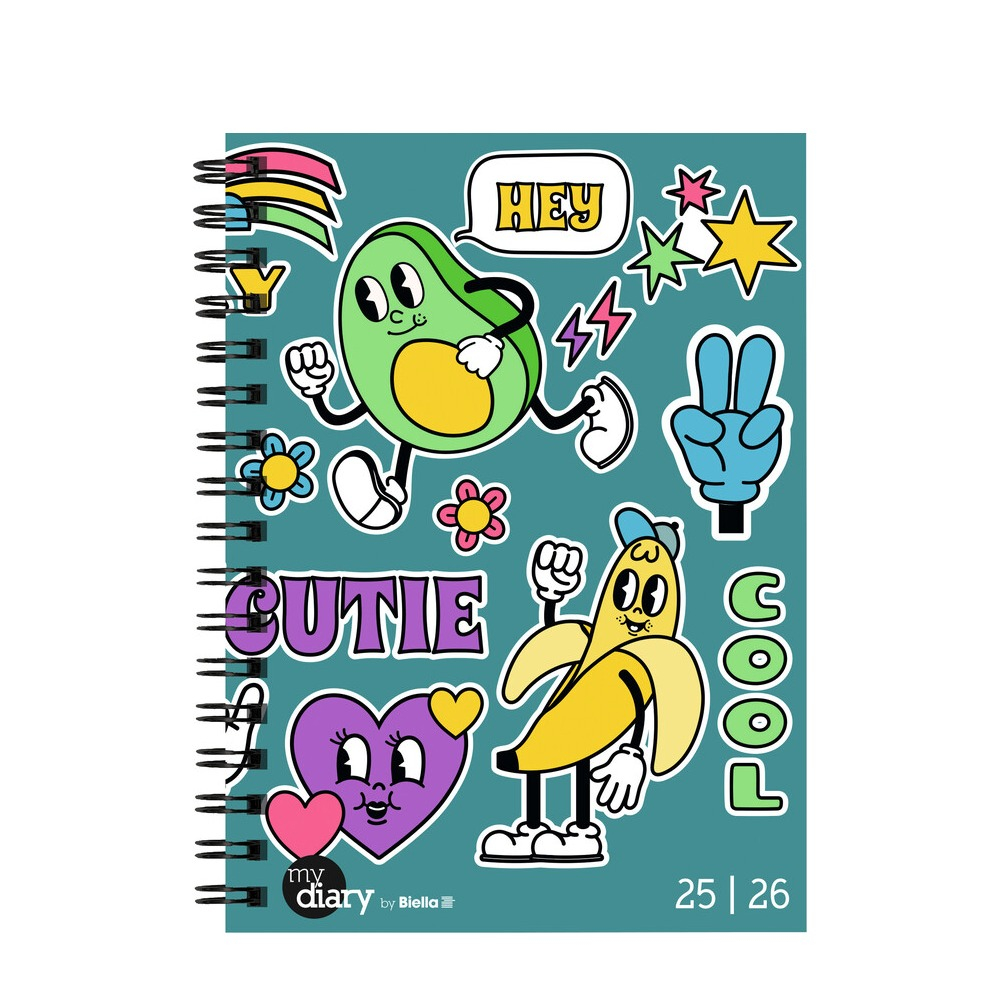 (1W/2S) 12x16.5cm mydiary Wire-O Schüleragenda Zeitplanungssystem Wochenkalender 2025-2026 (806517800026U) - Comic