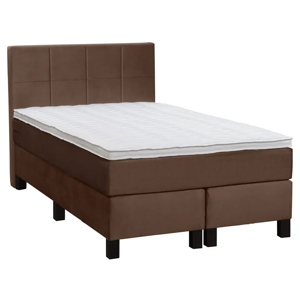 Boxspring Liv geblokt - bruin - 120x200 cm - vierkante poot