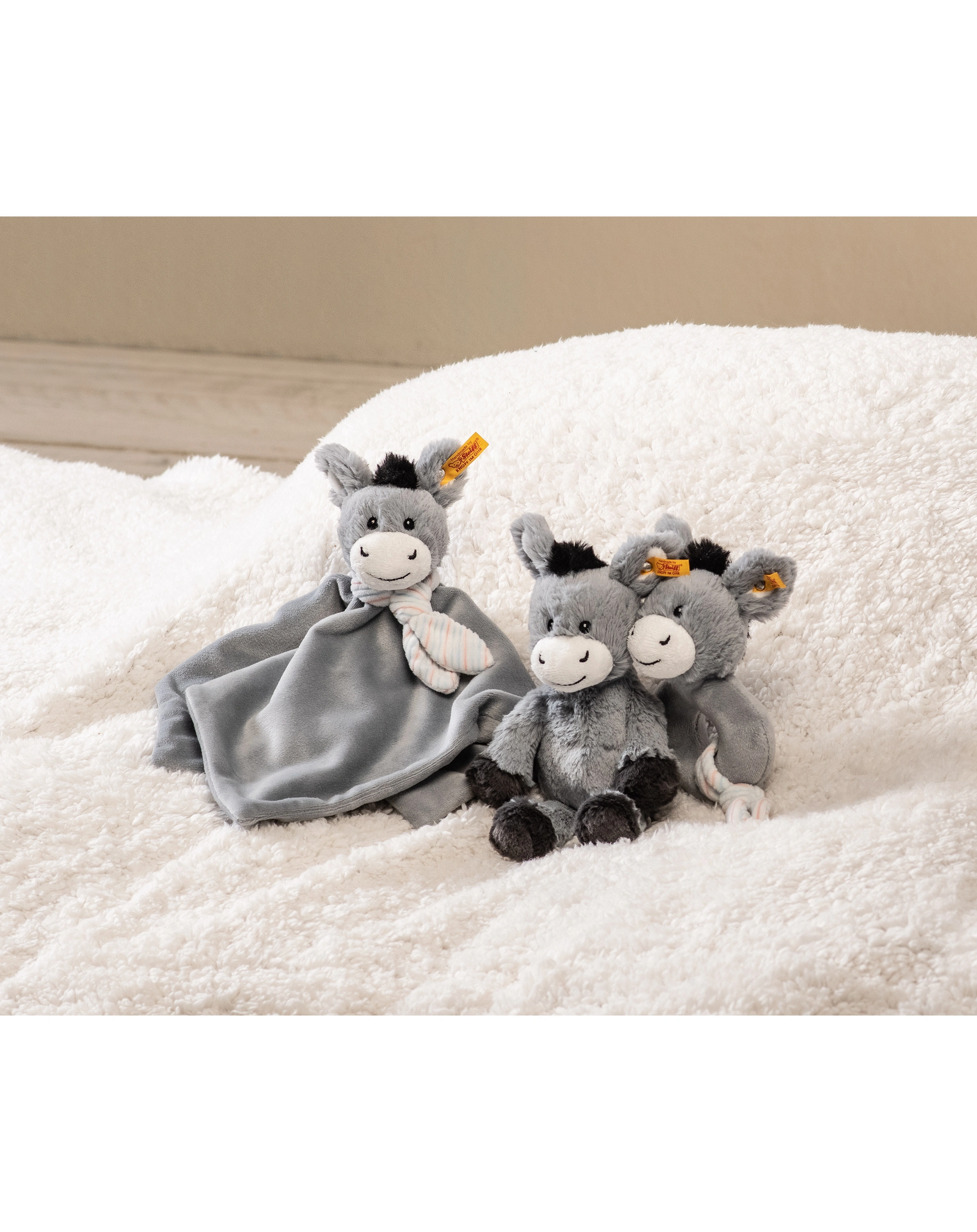 Schmusetuch DINKIE ESEL (26cm) in graublau