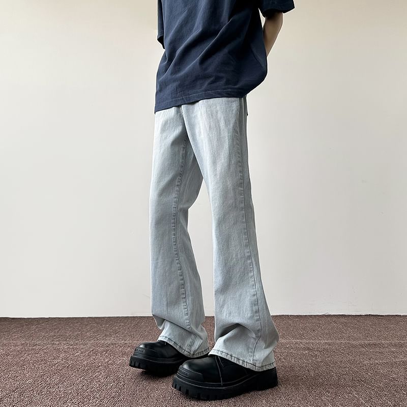 emeisa - Mid Rise Washed Flared Jeans