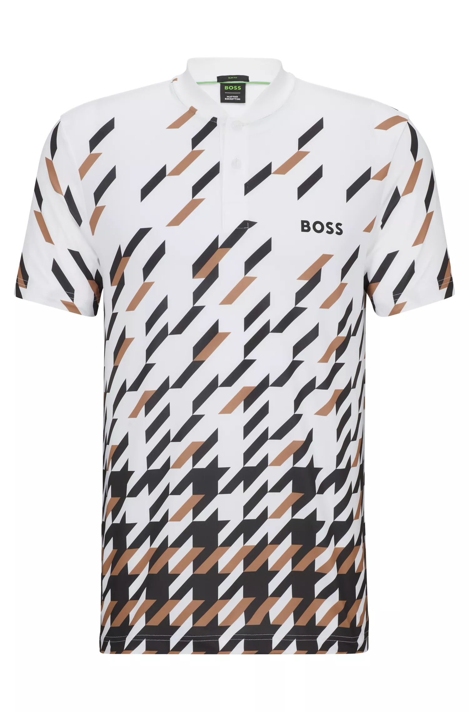 Camisa polo BOSS Green-BOSS x Matteo Berrettini slim-fit com estampa pied-de-poule