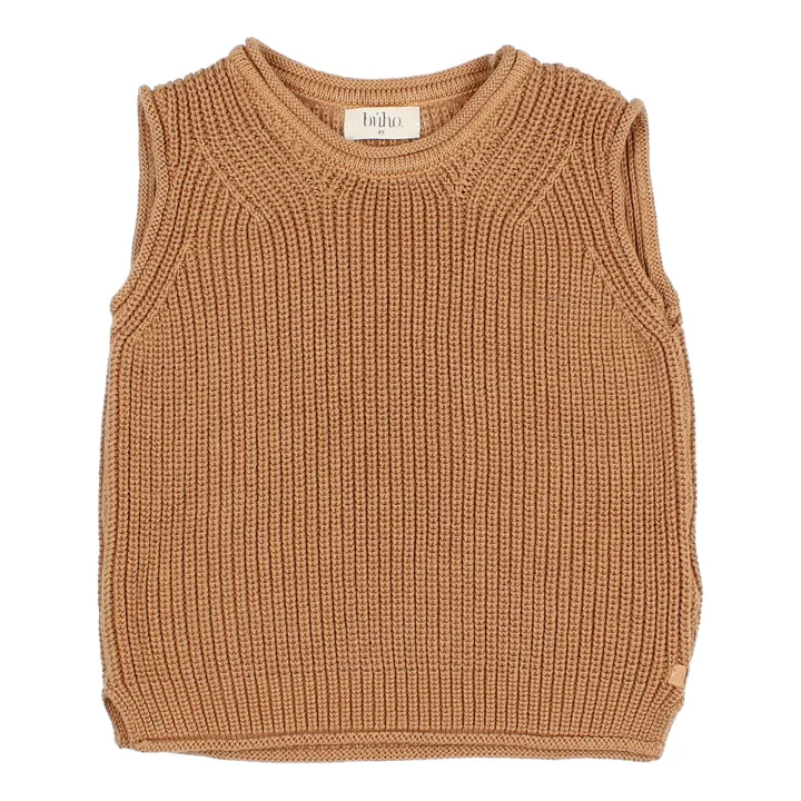Búho Pull Sans Manches Coton Bio | Caramel