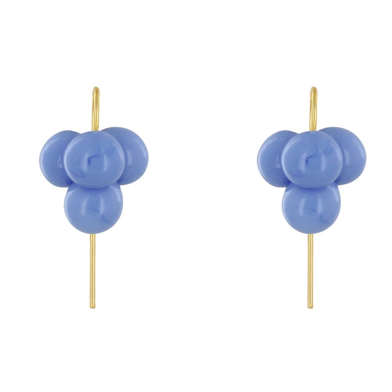 Boucles d'Oreilles Crochet Laiton et Bouquet de Perles de Verre