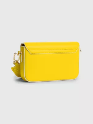 Bolsa com alça de couro e monograma com fecho giratório