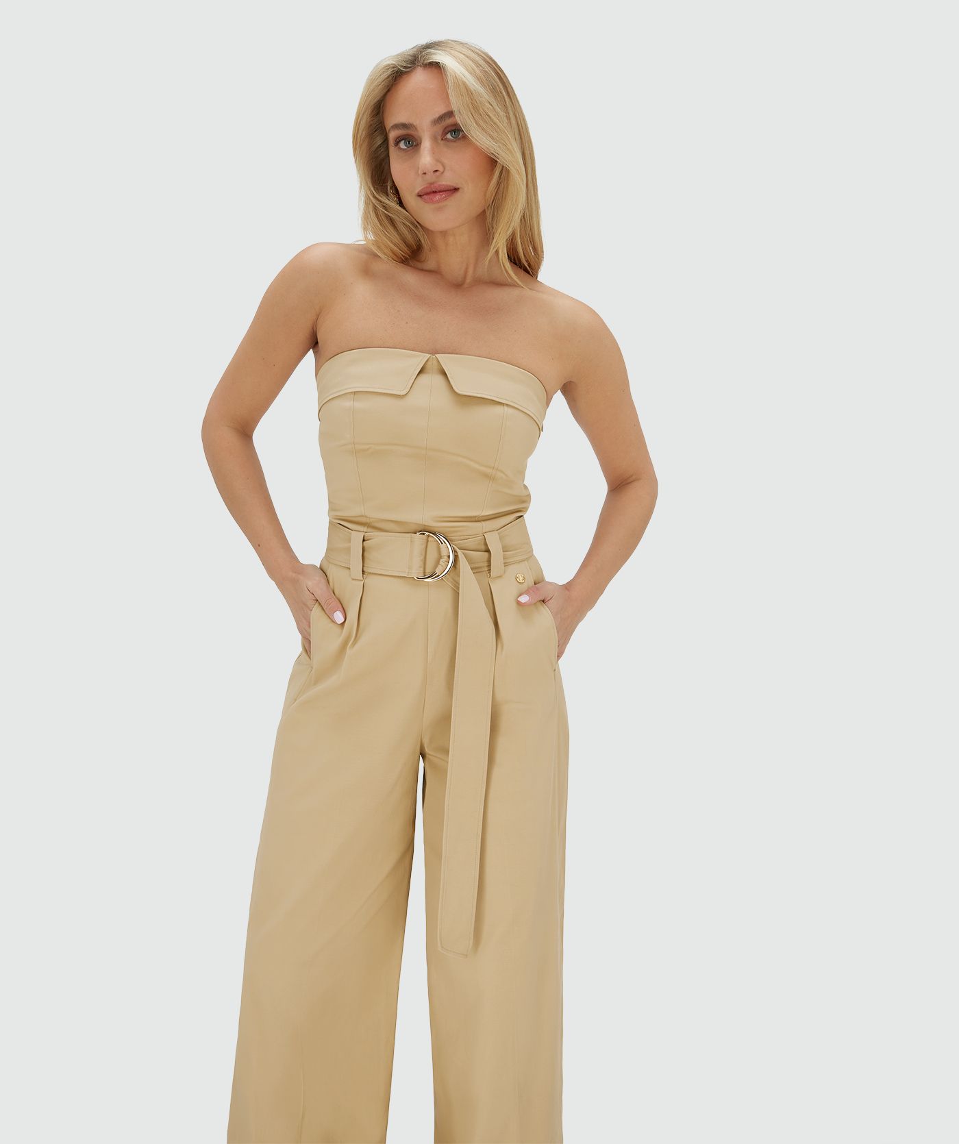 JV-MYRA wide leg jumpsuit - light camel