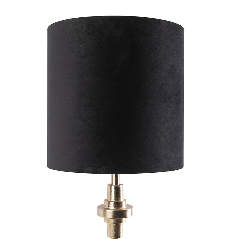 Art deco tafellamp goud met velours zwarte kap  40 cm - Diverso