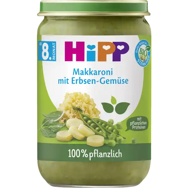 Bio Makkaroni mit Erbsen-Gemüse