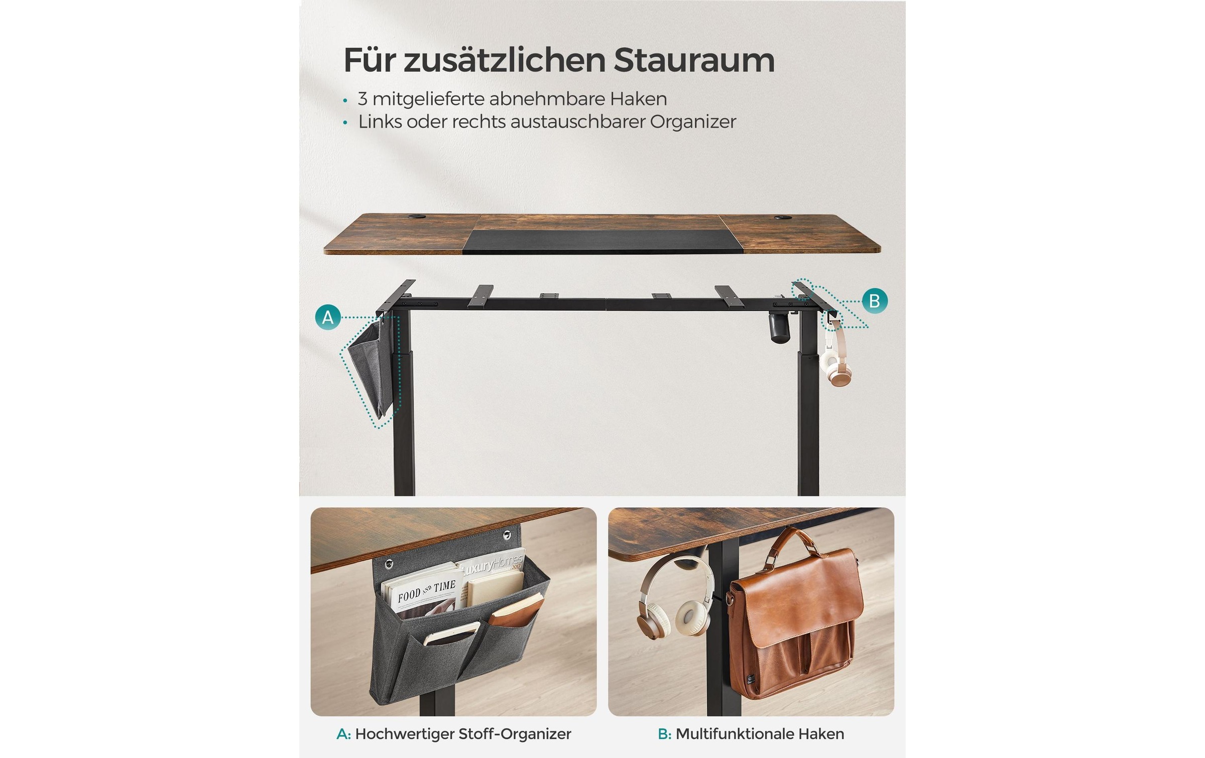 SONGMICS Stehtisch »Vintagebraun – 160 x 70 cm«