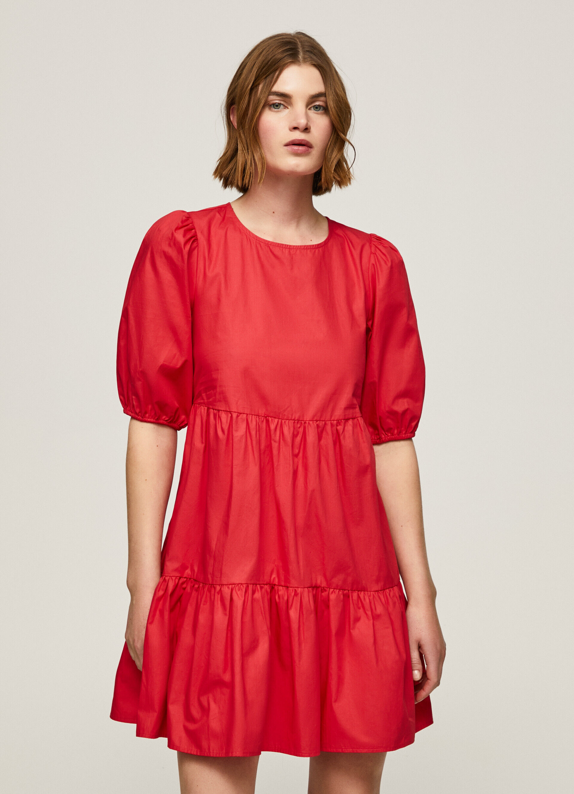 VESTIDO DE POPELINE DE ALGODÃO - vermelho estúdio