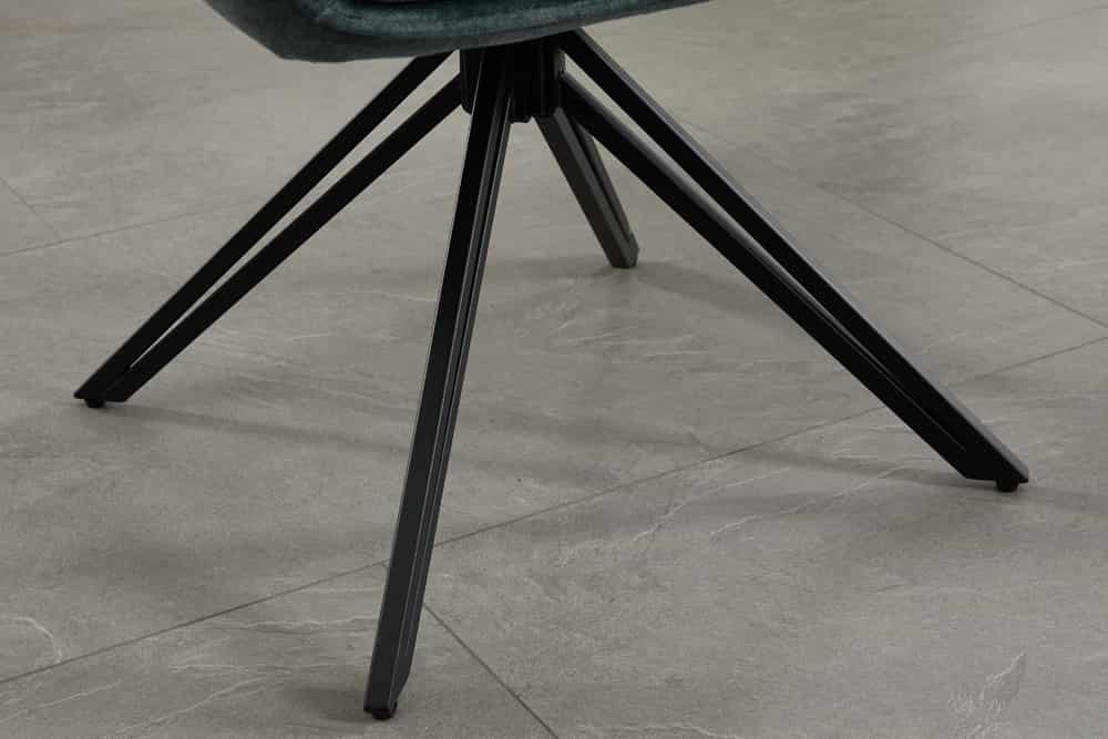Drehbarer Stuhl PROMETHEUS petrol Vogue Velours Samt Taschenfederkern Metallgestell
