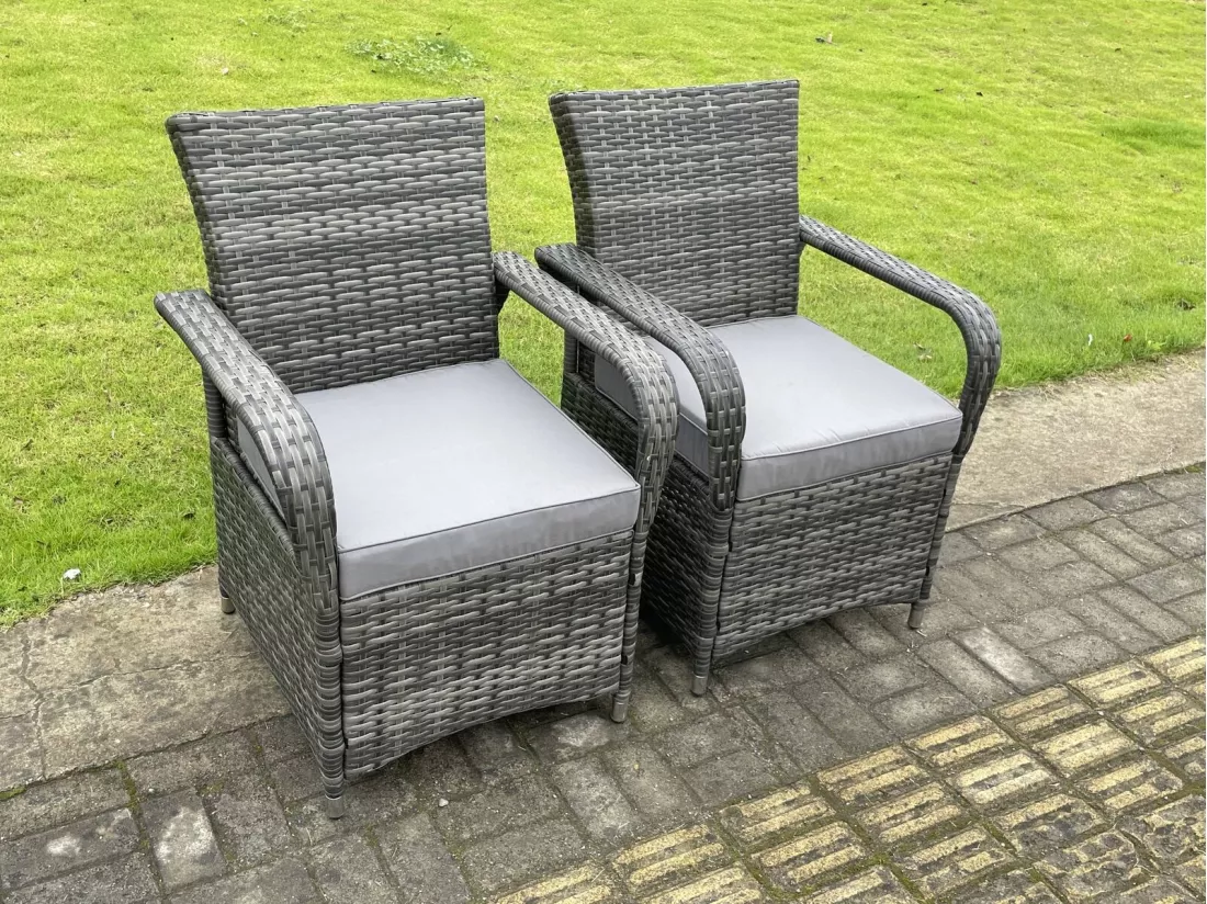 Ensemble De Mobilier 6 Chaise et Rectangulaire Table de foyer à gaz Rotin Mélange gris foncé