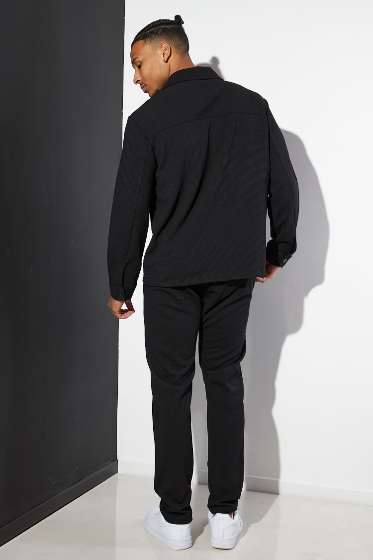 Ensemble 2 pièces chemise + pantalon noir texturé